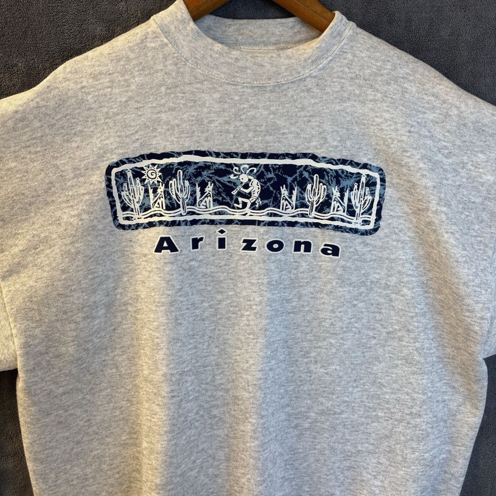 VTG Y2K Arizona Desert Mens XL Trippy Flute Coyote Graphic Crewneck Sweatshirt